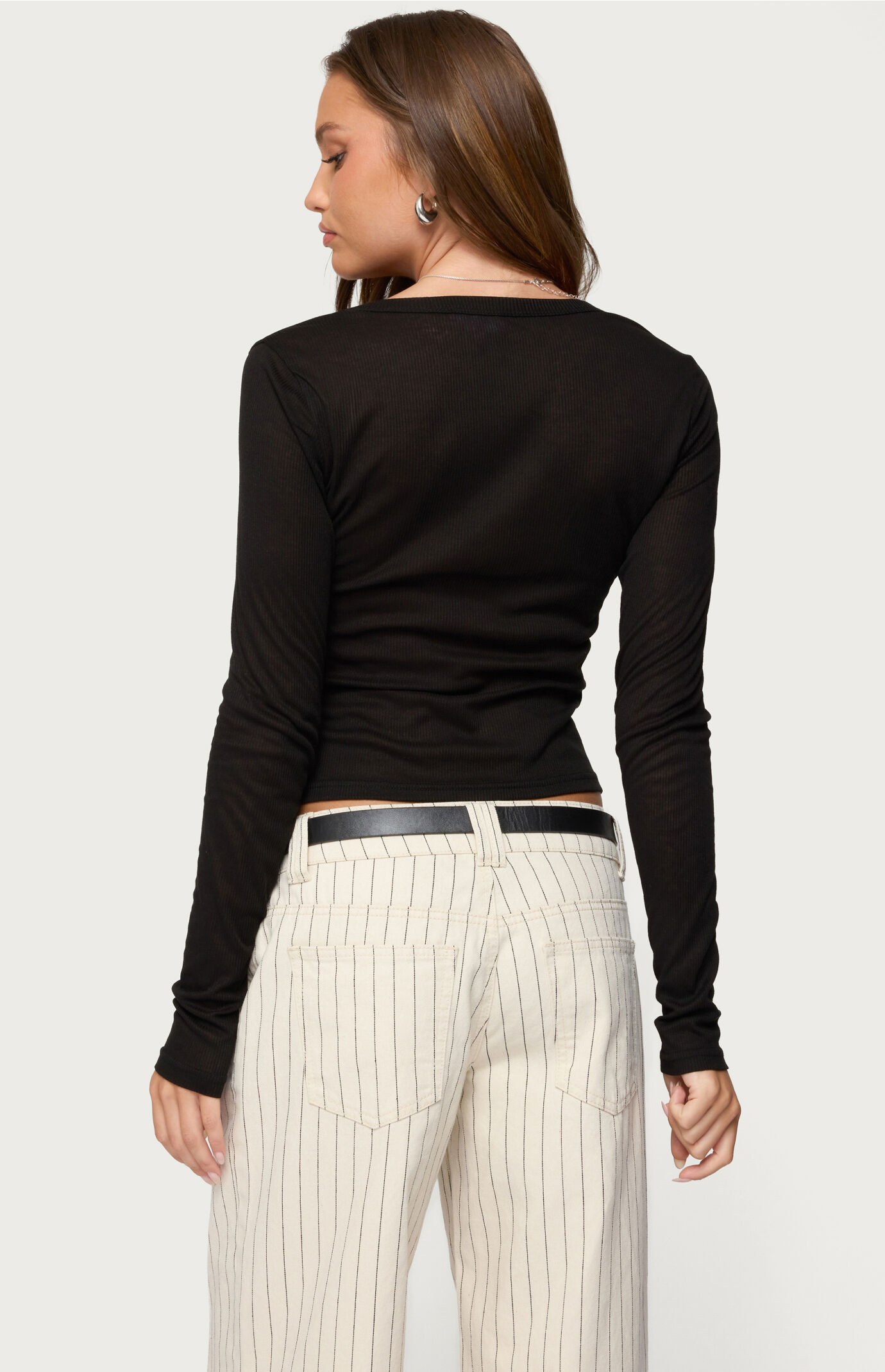 Edikted Nettie Ribbed Henley Top