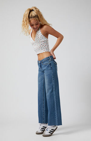 Zoe Low Rise Girlfriend Jeans Button Pocket Dark Indigo image number 2