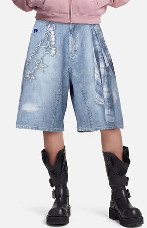 Plaid Panel Chain Jorts image number 1