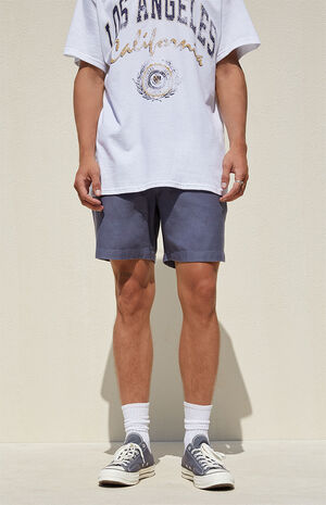 Blue Slubby Textured Volley Shorts image number 3