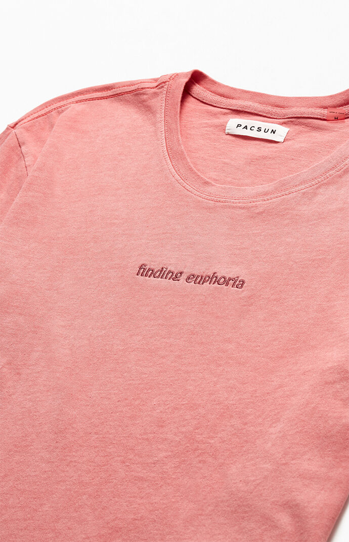 Peach Vintage Wash Embroidery T-Shirt