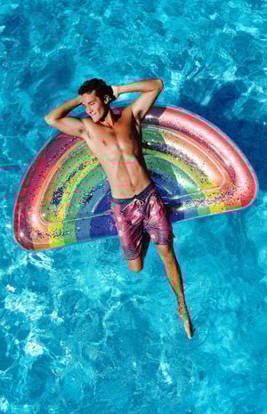 Inflatable Rainbow Glitter Half Island Pool Float image number 2