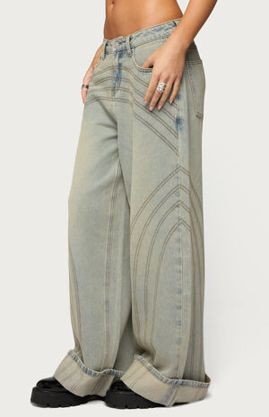 Cuffed Low Rise Baggy Jeans image number 2