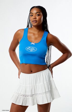 Blue Lace Trim Tank Top image number 1
