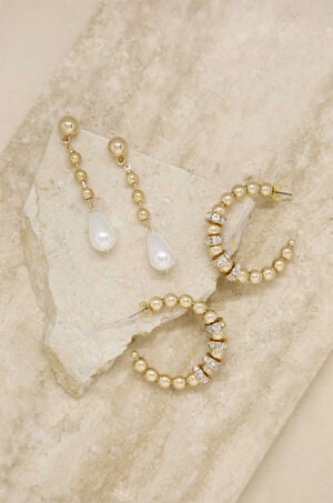 Double Take Pearl Crystal Earrings image number 1