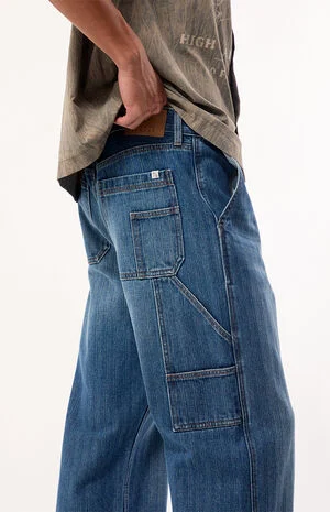 Dylan Baggy Jeans Pinstripe Carpenter Medium Blue image number 5
