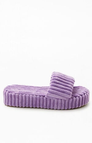 Women's Purple Towel Platform Slide Sandals