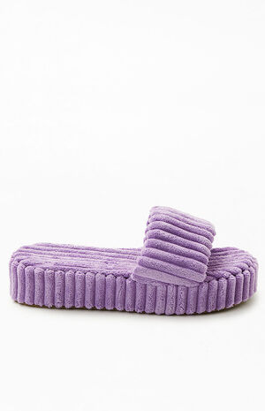 Women's Purple Towel Platform Slide Sandals image number 1