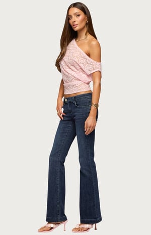 Kessa Sheer Lace Off Shoulder Top image number 4