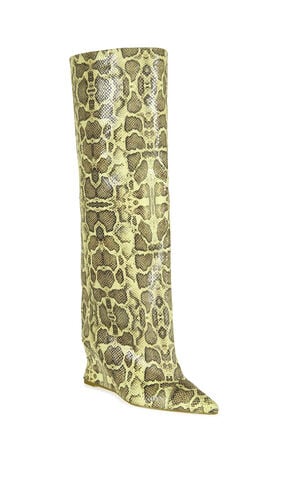 Women's Kenya Yellow Snake Wedge Boots image number 2
