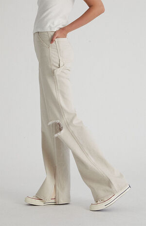 Oat Milk Ultra High Waisted Flare Pants image number 3