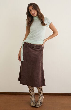 Suzu Faux Leather Midi Skirt image number 4