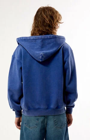 Blue Snow Wash Full Zip Hoodie image number 4