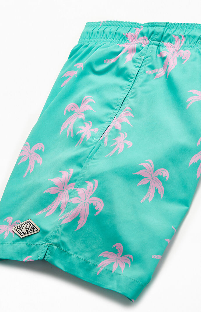 Pink Palms 16" Swim Trunks