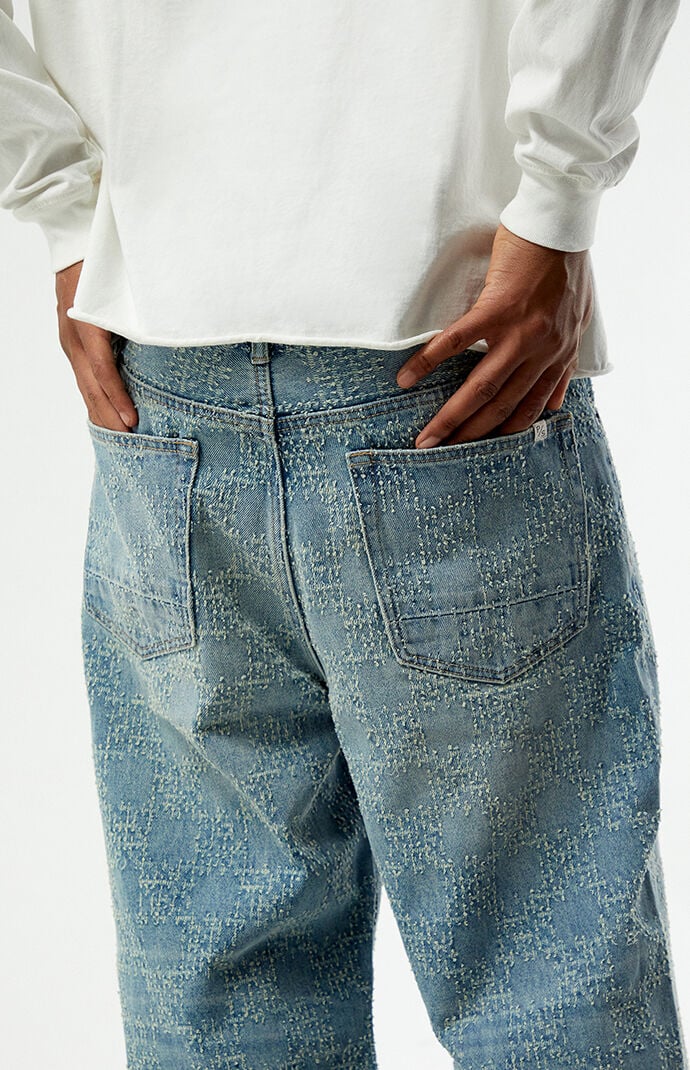 Pacsun Blake Extreme Baggy Jeans Textured Tinted Light Blue