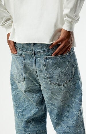 Blake Extreme Baggy Jeans Textured Tinted Light Blue image number 3