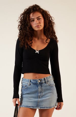 Seamless Waffle Knit Cinched Long Sleeve Top image number 1