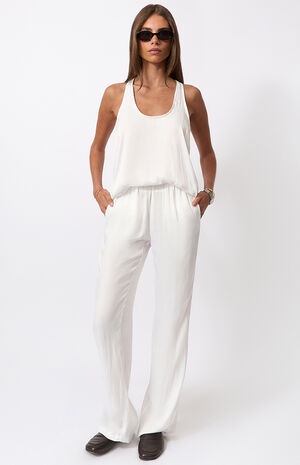 White Silky Pull-On Pants image number 4
