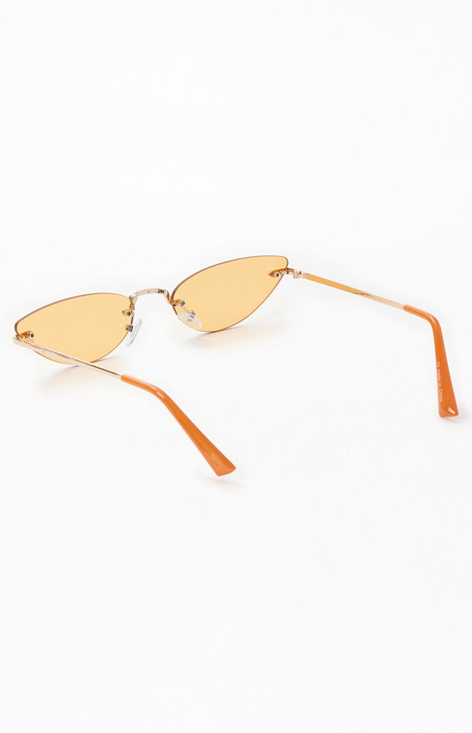 La Hearts Orange Narrow Metal Cat Eye Sunglasses Pacsun