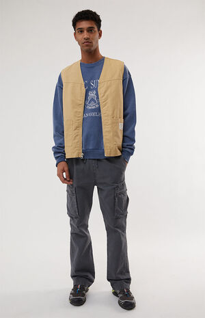 Neutral Canvas Zip Up Vest image number 3