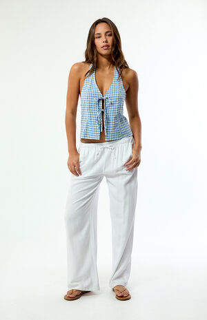 Gingham Louise Tie Front Halter Top image number 4
