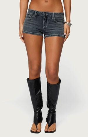 Whitlie Contrast Stitch Denim Shorts image number 1