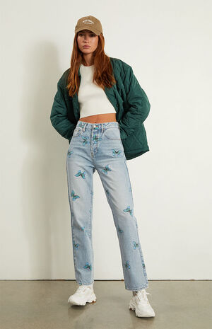 Eco Butterfly Print Dad Jeans image number 1