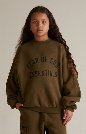 Kids Olive Fleece Crew Neck Sweatshirt image number 2