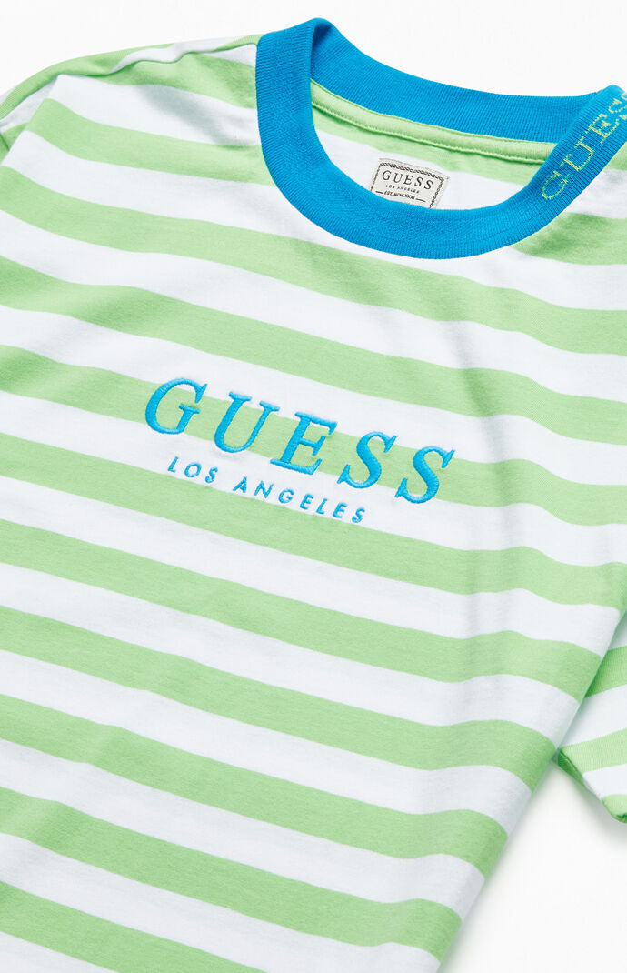 guess striped t shirt green