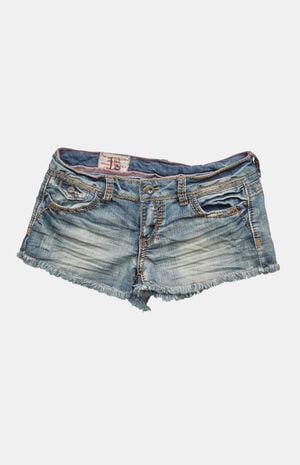 2000s Light Indigo Y2K Low Rise Micro Jean Shorts image number 1