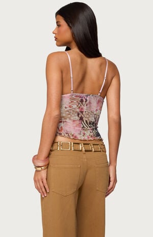 Mixed Animal Print Mesh Tank Top image number 3