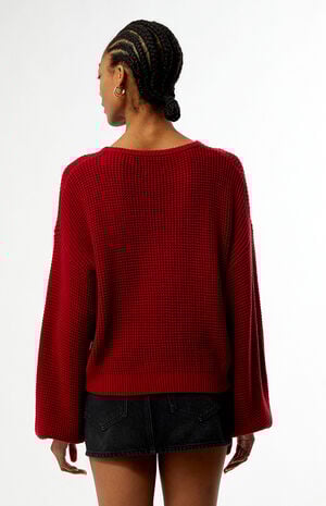 Wine Classic Knit Crew Neck Sweater image number 4