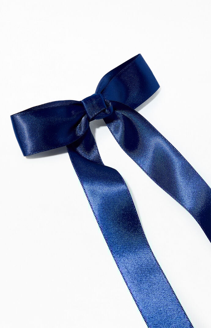 LA Hearts Navy Satin Bow Hair Barrette