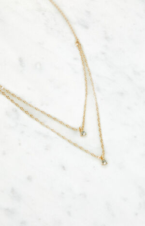 Gold Layered Rhinestone Necklace image number 2