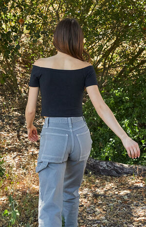 Black Charlene Off-The-Shoulder Top image number 3