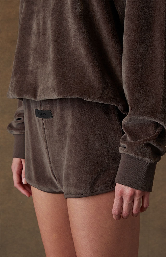 Fear of God Essentials Women's Off Black Velour Beach Shorts