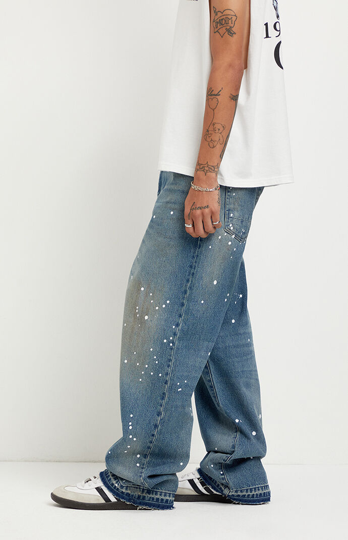 Pacsun Dylan Baggy Jeans Paint Splatter Mud Wash