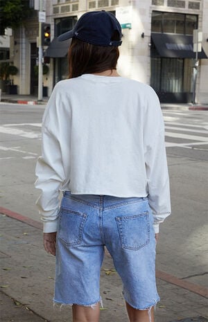 White Camilla Long Sleeve Cropped T-Shirt image number 4