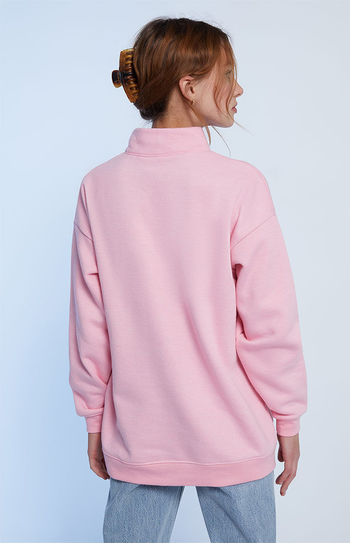 Daisy Street Pink Half Zip LA Sweatshirt PacSun
