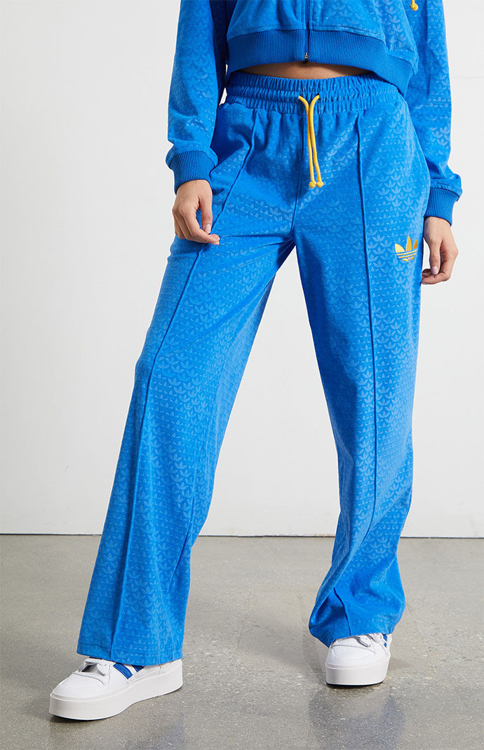 adidas Eco Blue Adicolor Heritage Now Velour Sweatpants | Pacsun