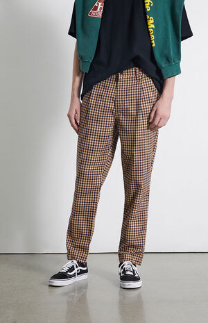 Brown Checkered Trouser Pants image number 2