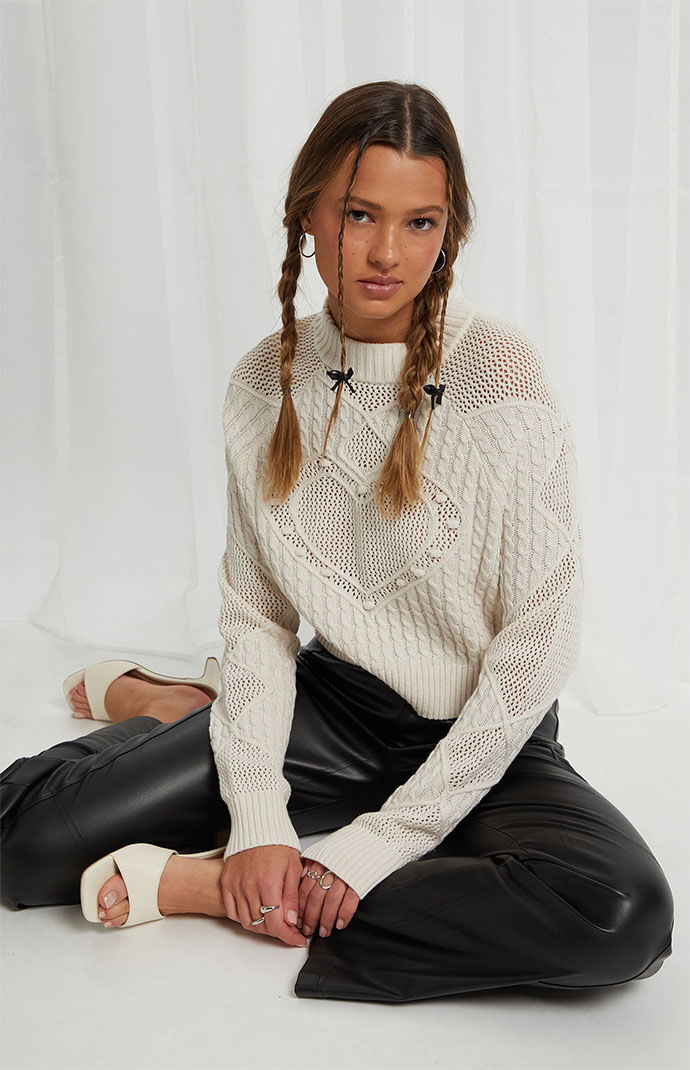 Beverly and Beck Lovely Heart Mock Neck Sweater | PacSun