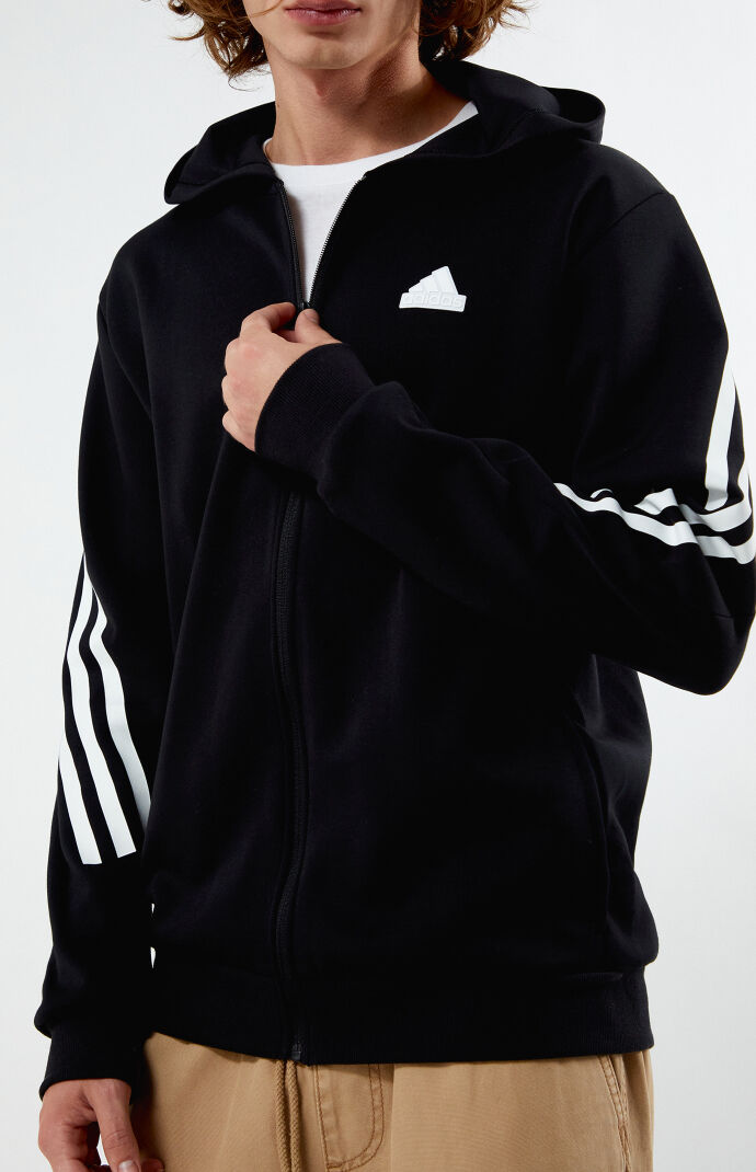 adidas Essentials Fleece 3 Stripe Full Zip Hoodie PacSun
