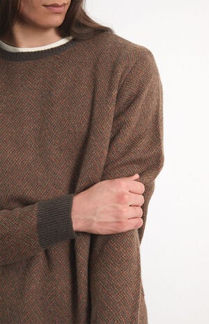 Herringbone Print Ribbed Trim Sweater main image 0
