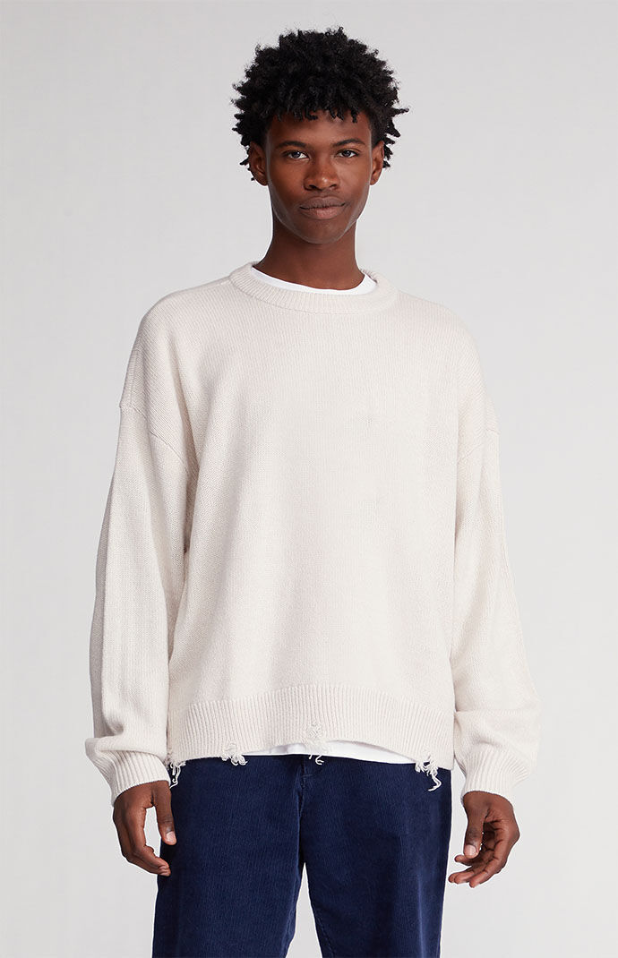 PacSun Cropped Distressed Crew Neck Sweater PacSun