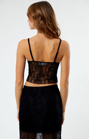 Lace Bralette Cropped Tank Top image number 4