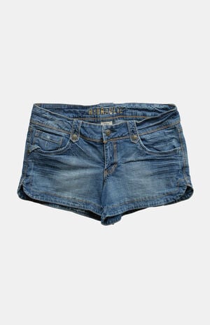 2000s Y2K Low Rise Medium Indigo Micro Jean Shorts image number 1