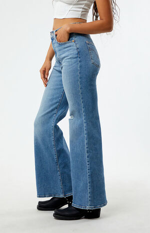 Medium Indigo Ripped Ribcage Bell Jeans image number 3
