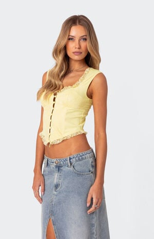 Button Front Lacey Corset image number 3