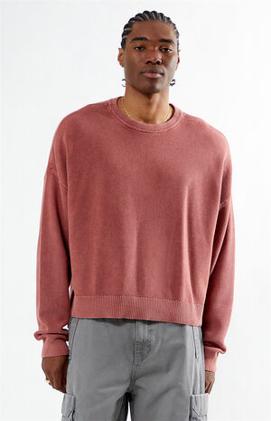Red Textured Crew Neck Sweater image number 1
